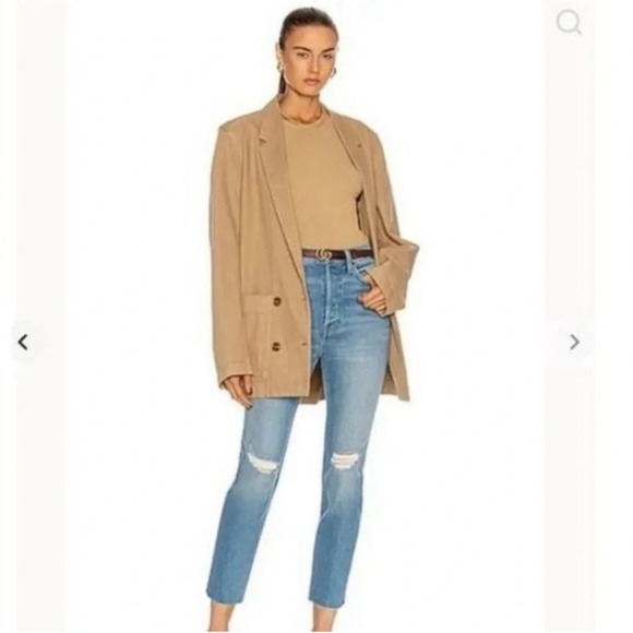 Redone X Hanes 90’s ribbed cap sleeve tee in sand - Picture 2 of 10